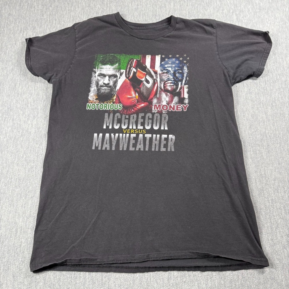Hanes Shirt Mens XL Black Nano T Graphic McGregor vs Mayweather Boxing T Shirt C